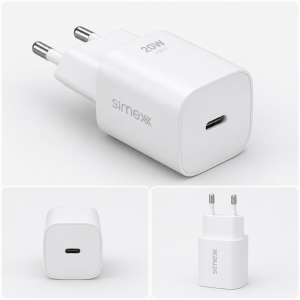 Simex İphone Uyumlu Hızlı Şarj Aleti Başlığı 20W Type-C Başlık - SPS-31 Beyaz
